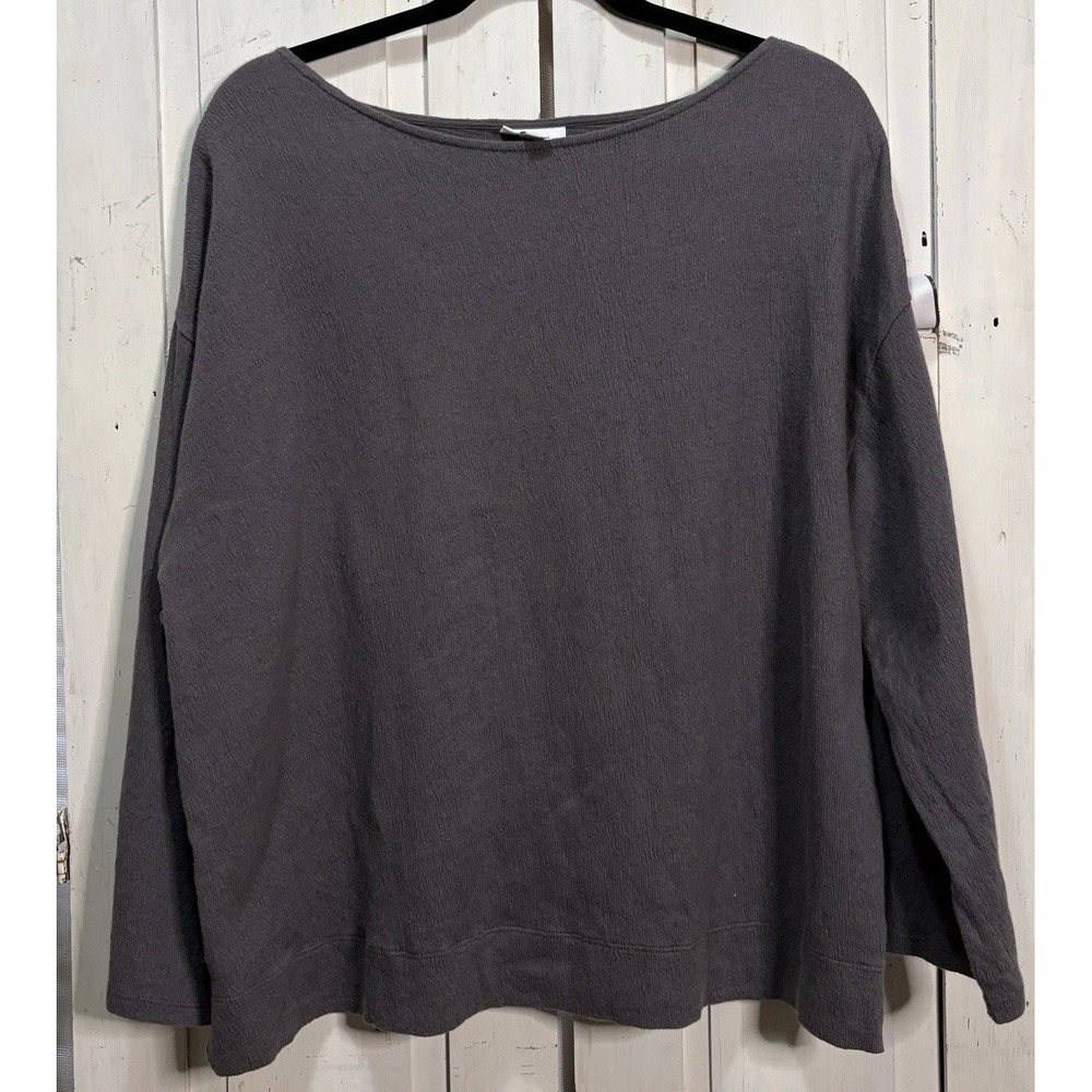 Pure Jill Textured Linen Blend Boat Neck Top Sz M Minimalist Chic Draping